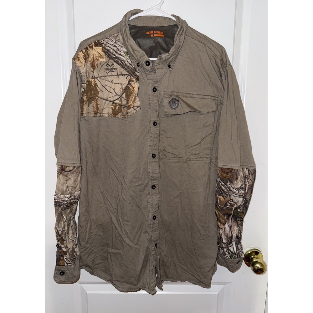 Game Winner Camo Accent Hunting Shooting Shirt Men's ‎ X-Large Button Up Outdoor